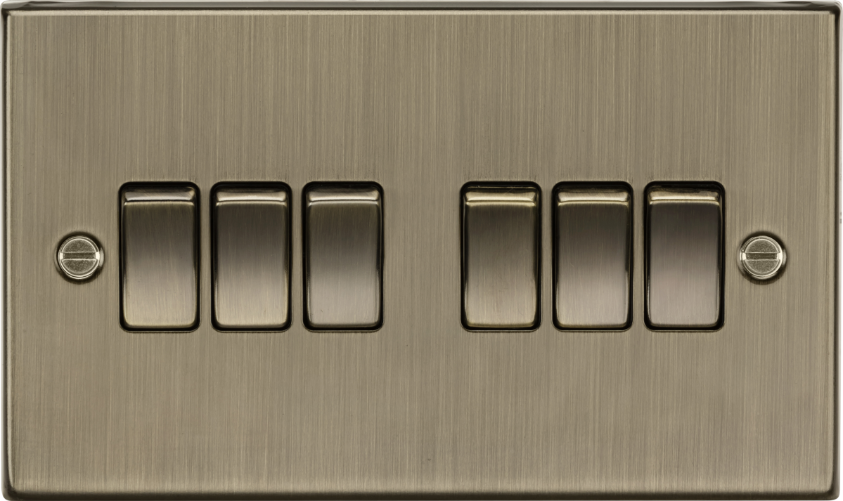 10AX 6G 2-way Plate Switch - Antique Brass