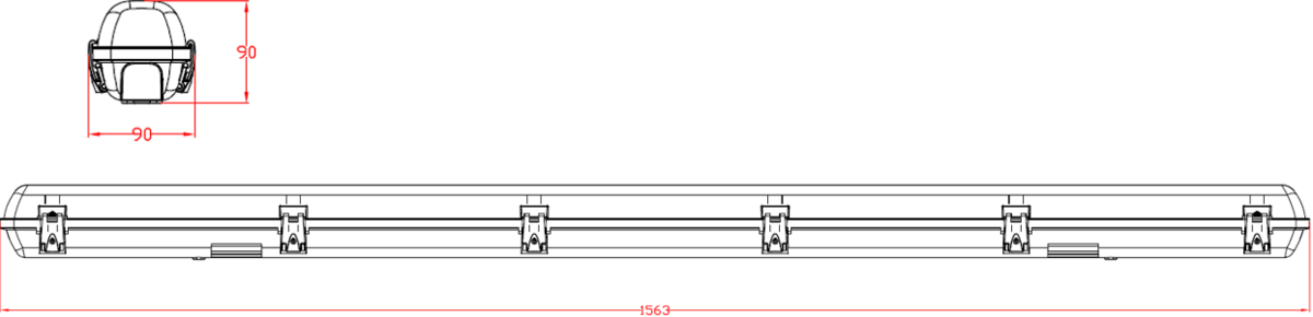 Illuminated perspective of 5ft 26W LED Non-Corrosive Light
