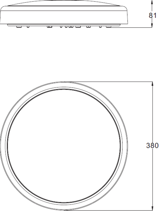 230V IP65 20W CCT Adjustable DALI LED Emergency Bulkhead - Side View
