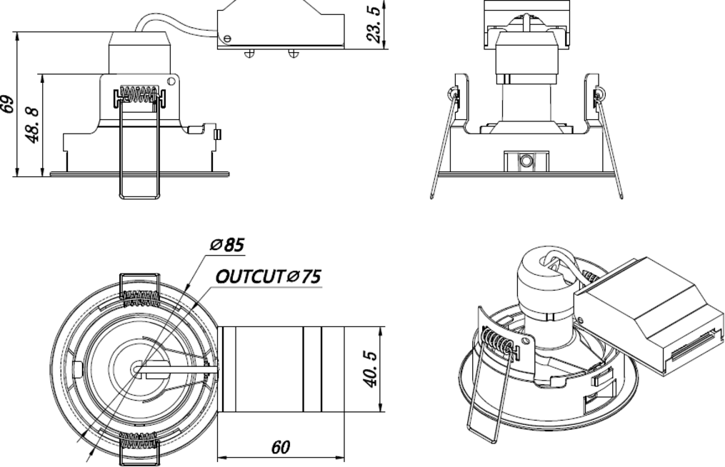 FireNova IP20 Tilt GU10 Downlight - Additional View