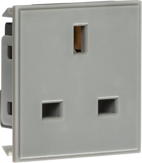 13A 1G Unswitched Socket Module - Grey, ABS, 230V, BS 1363 Certified