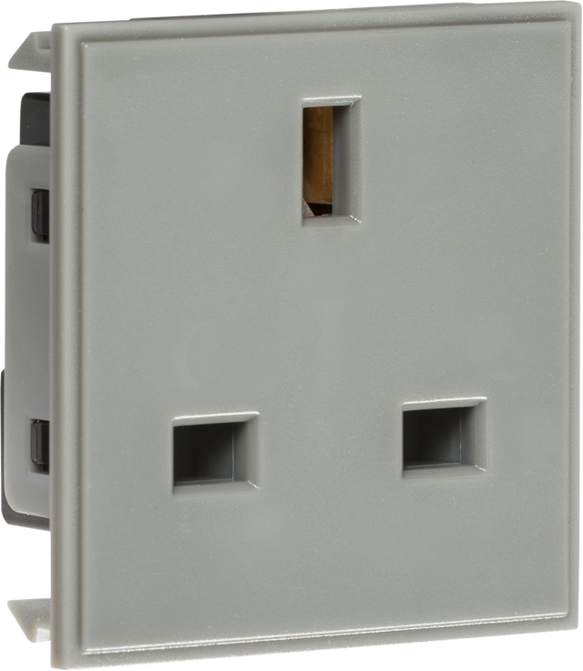 13A 1G Unswitched Socket Module - Grey, ABS, 230V, BS 1363 Certified