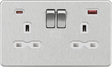 13A 2G DP Switched Socket with Dual USB A+C in Brushed Chrome
