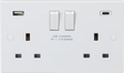 13A 2G DP Switched Socket with Dual USB A+C - Front View