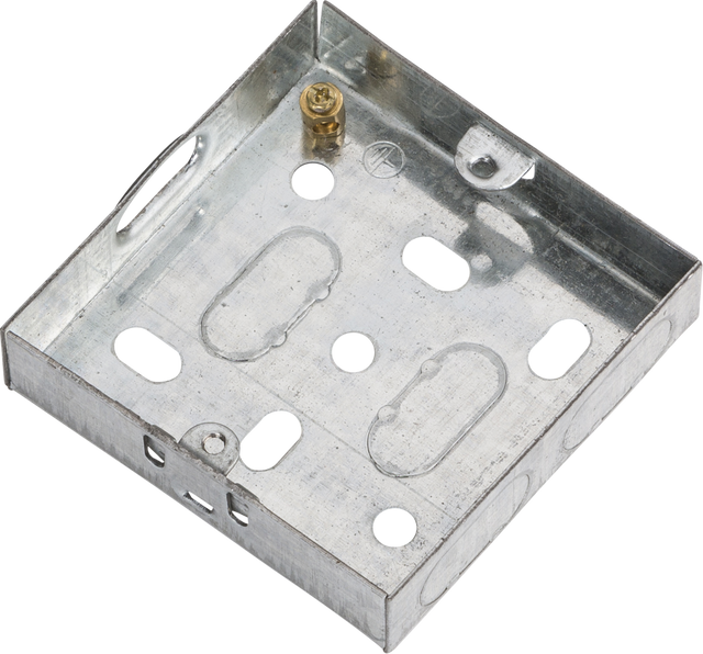 1G 16mm Galvanised Steel Box - Close Up View