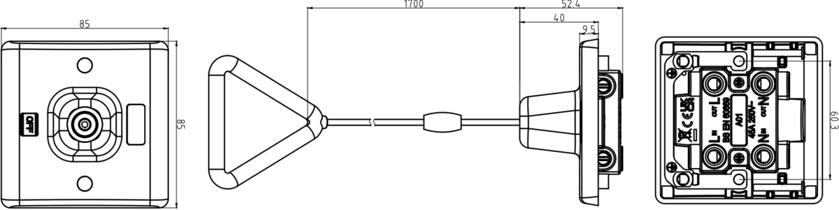 Alternate View of 50A DP Pull Cord Switch