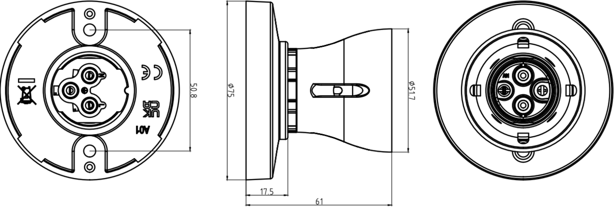 T2 HO Batten Holder BC 3-Terminals Image