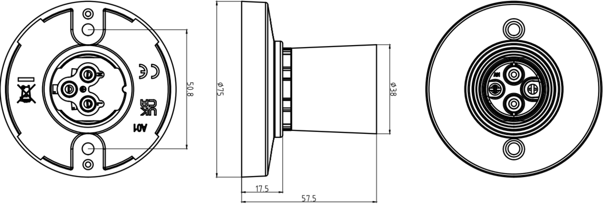T2 BC Batten Holder 3-Terminals - Knightsbridge