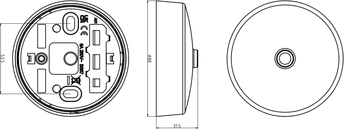 Ceiling Rose 3-Plate Side View