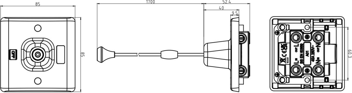 Knightsbridge 45A DP Pull Cord Switch Image