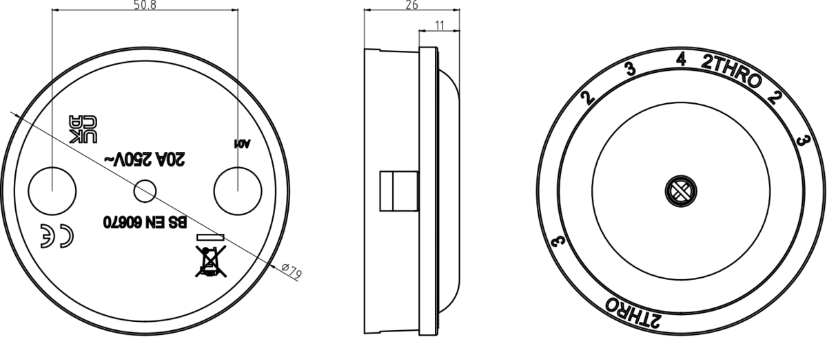 Additional View of 20A Junction Box 4-Terminal - White