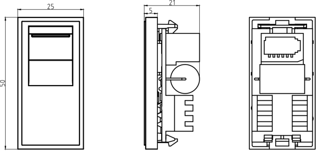 Telephone Master Outlet Module 25 x 50mm IDC - Black