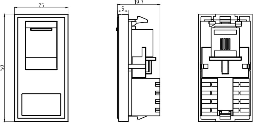 RJ11 Outlet Module 25 x 50mm - Grey Image