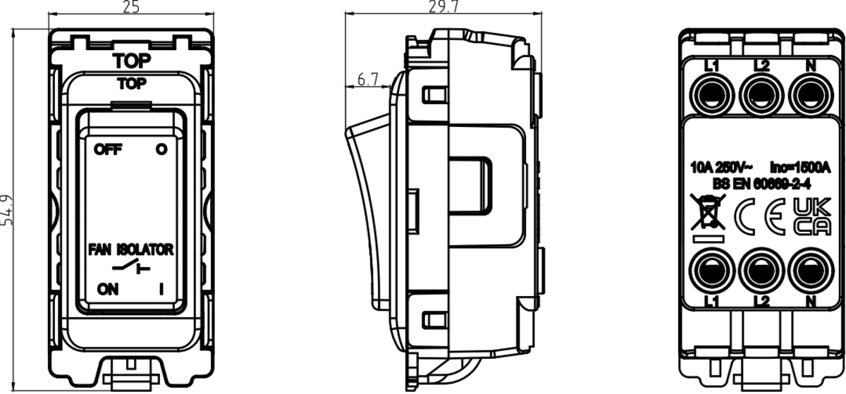 10A Fan Isolator Switch Module - Additional View