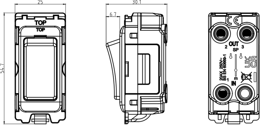 20AX 2-way Retractive Switch Module - Alternative View