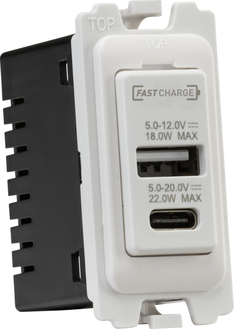 Dual USB A+C Module 20V DC 1.1A [22W FASTCHARGE] by ML Accessories