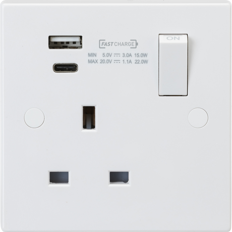 13A 1G DP Switched Socket with Dual USB A+C - Max. 22W