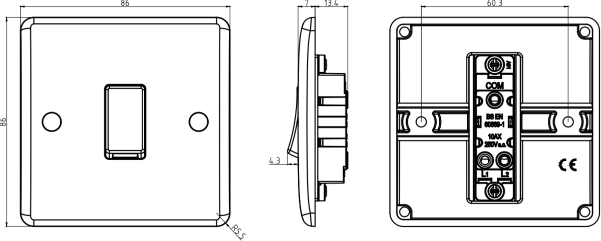 Knightsbridge 10AX 1G 1-Way Switch - Alternative View