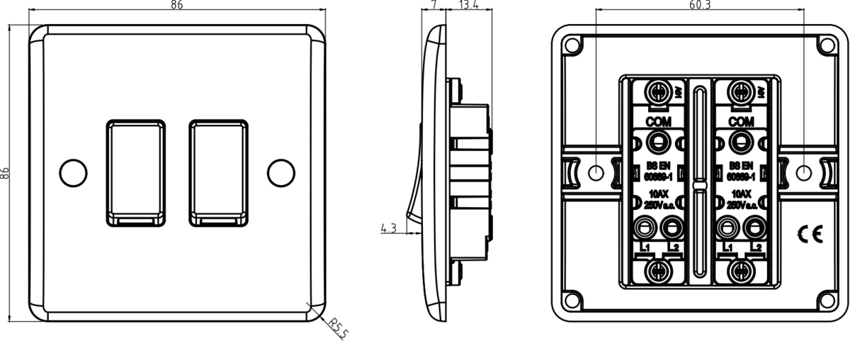 Knightsbridge 10AX 2G 2-Way Switch Additional Image