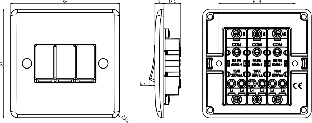Knightsbridge Curved Edge 10AX 3G 2-Way Switch image