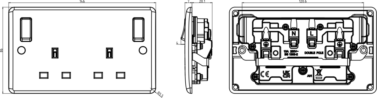 Secondary image of 13A 2G DP Switched Socket