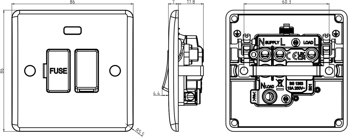 Curved Edge Switches and Sockets - Anthracite