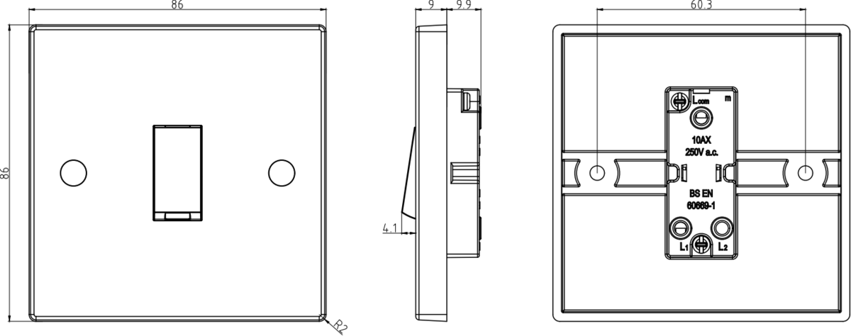 Knightsbridge 10AX 1G 2-Way Switch - Alternate View