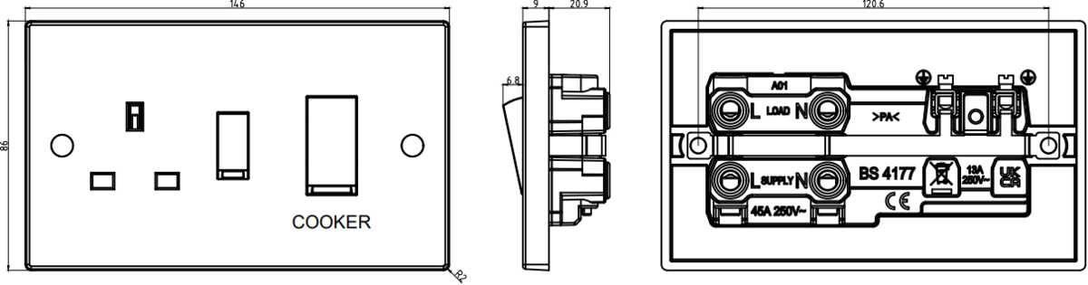 Alternate View of 45A DP Switch & 13A Socket