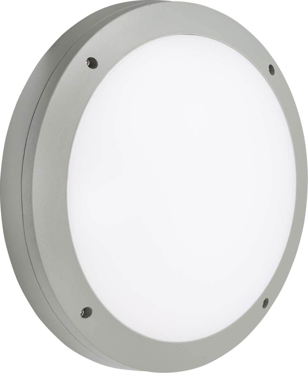 230V IP65 18W LED Round Bulkhead CCT with Microwave Sensor Grey