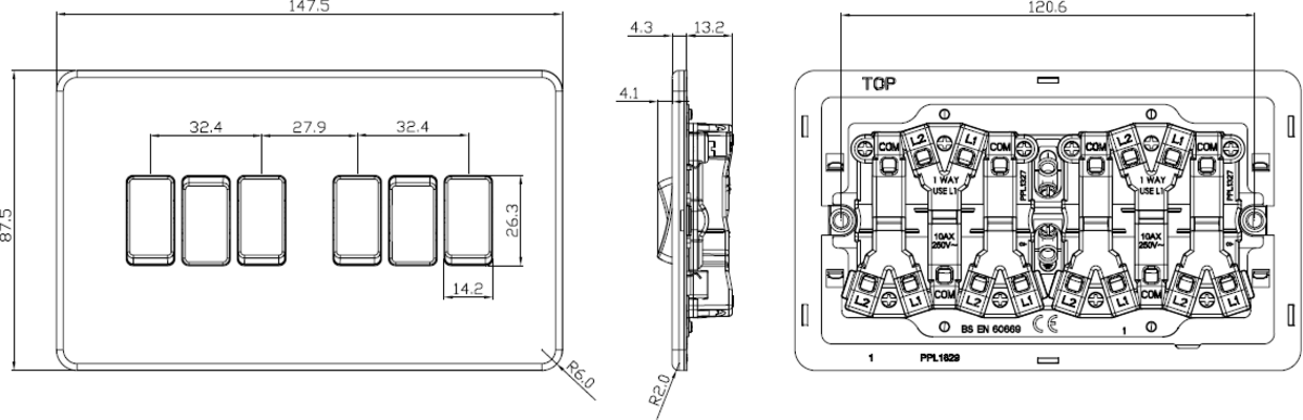 10AX 6G 2-Way Switch - Antique Brass
