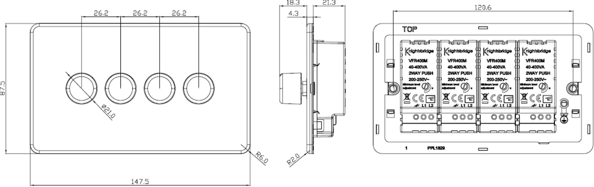 Additional view of 4G 2-way 10-200W Intelligent Dimmer - Antique Brass