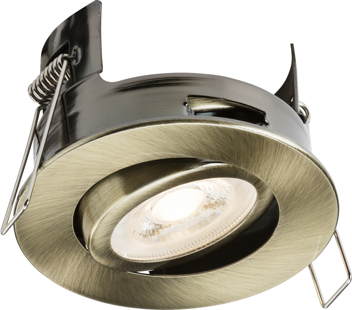FireNova IP20 Tilt GU10 Fire-rated Open-back Downlight - Antique Brass - Main Image