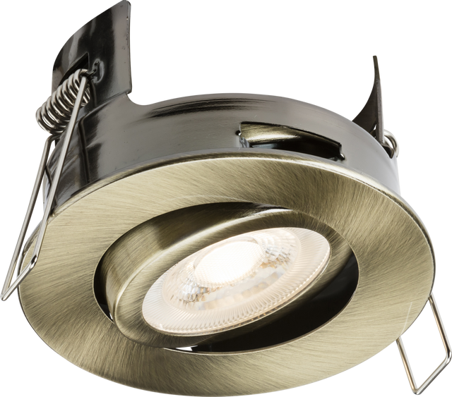 FireNova IP20 Tilt GU10 Fire-rated Open-back Downlight - Antique Brass - Main Image