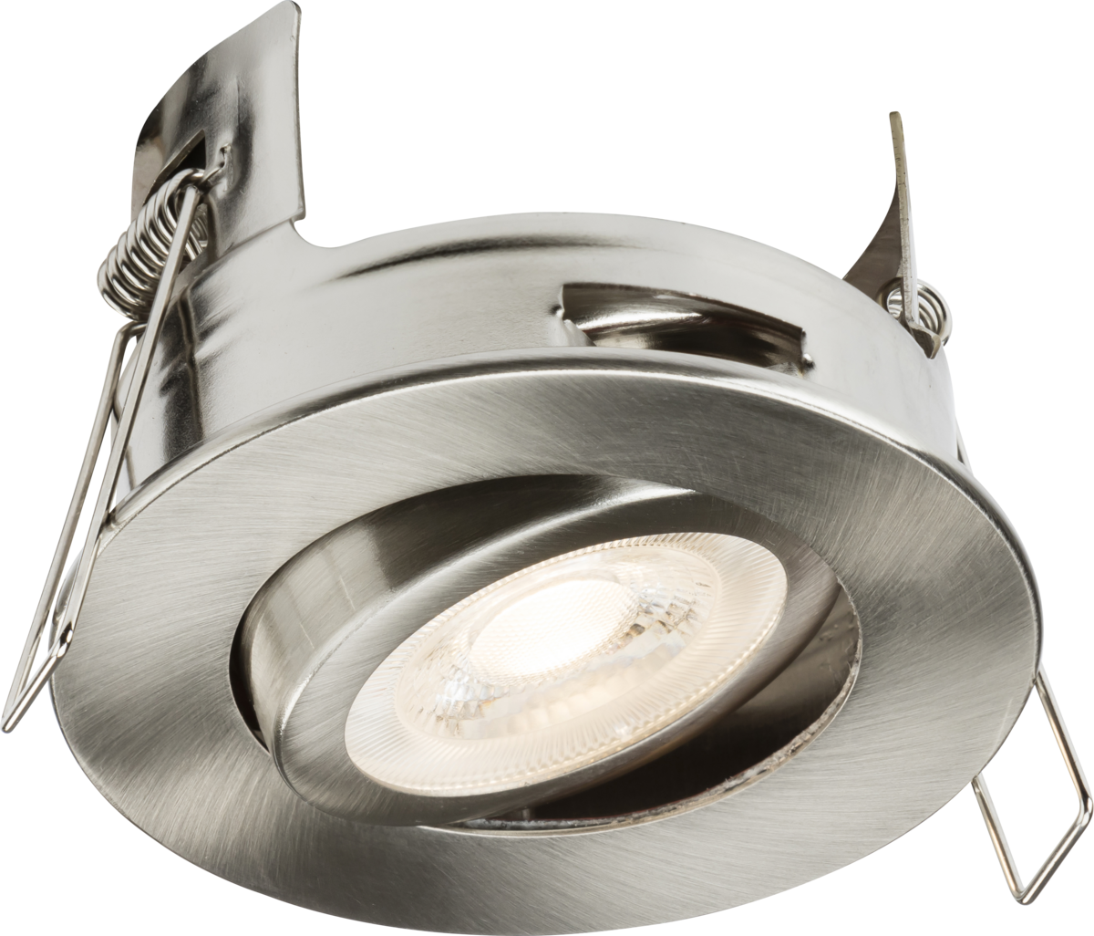 FireNova IP20 Tilt GU10 Fire-rated Open-back Downlight in Brushed Chrome