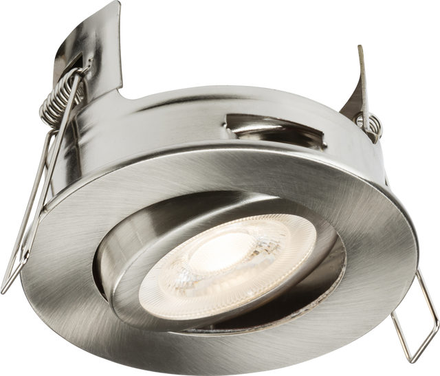 FireNova IP20 Tilt GU10 Fire-rated Open-back Downlight in Brushed Chrome