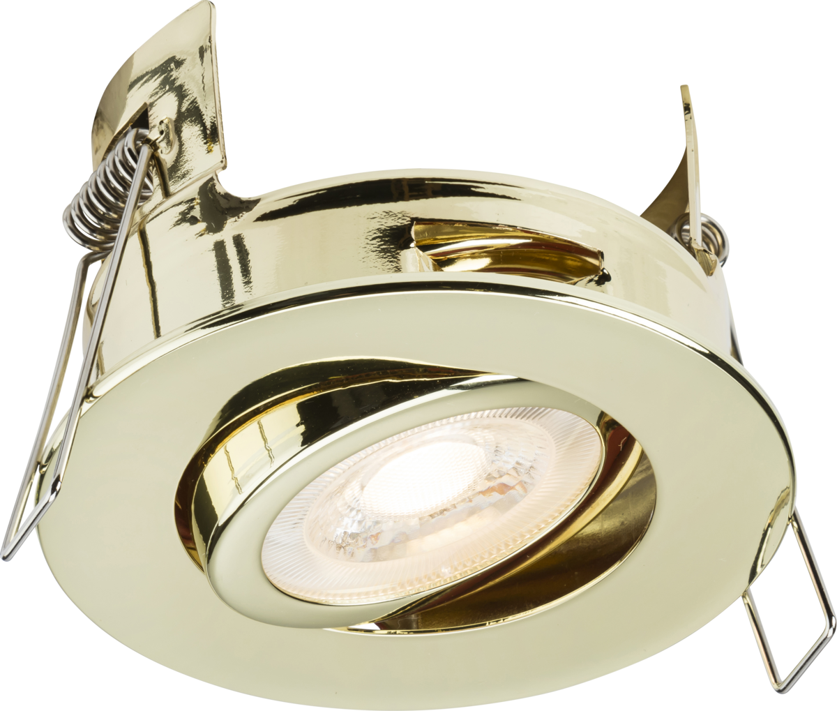 FireNova IP20 Tilt GU10 Fire-rated Open-back Downlight - Polished Brass