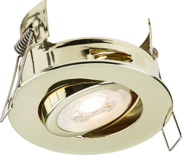 FireNova IP20 Tilt GU10 Fire-rated Open-back Downlight - Polished Brass