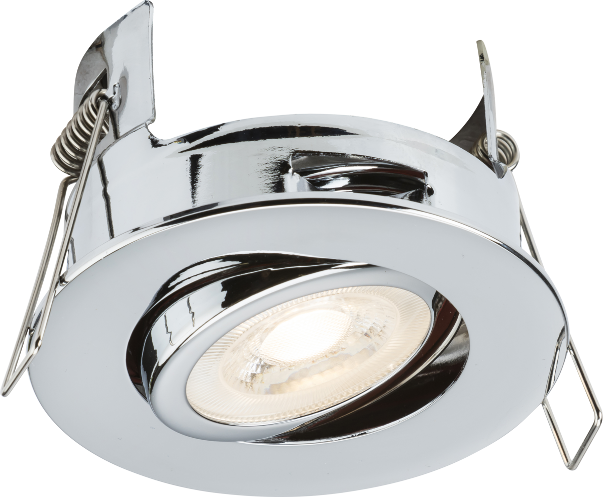 FireNova IP20 Tilt GU10 Fire-rated Open-back Downlight - Polished Chrome