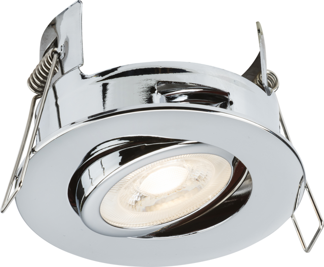 FireNova IP20 Tilt GU10 Fire-rated Open-back Downlight - Polished Chrome