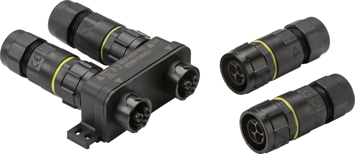 IP68 24A Weatherproof Hub with 3 Outlets - Robust and durable power solution.