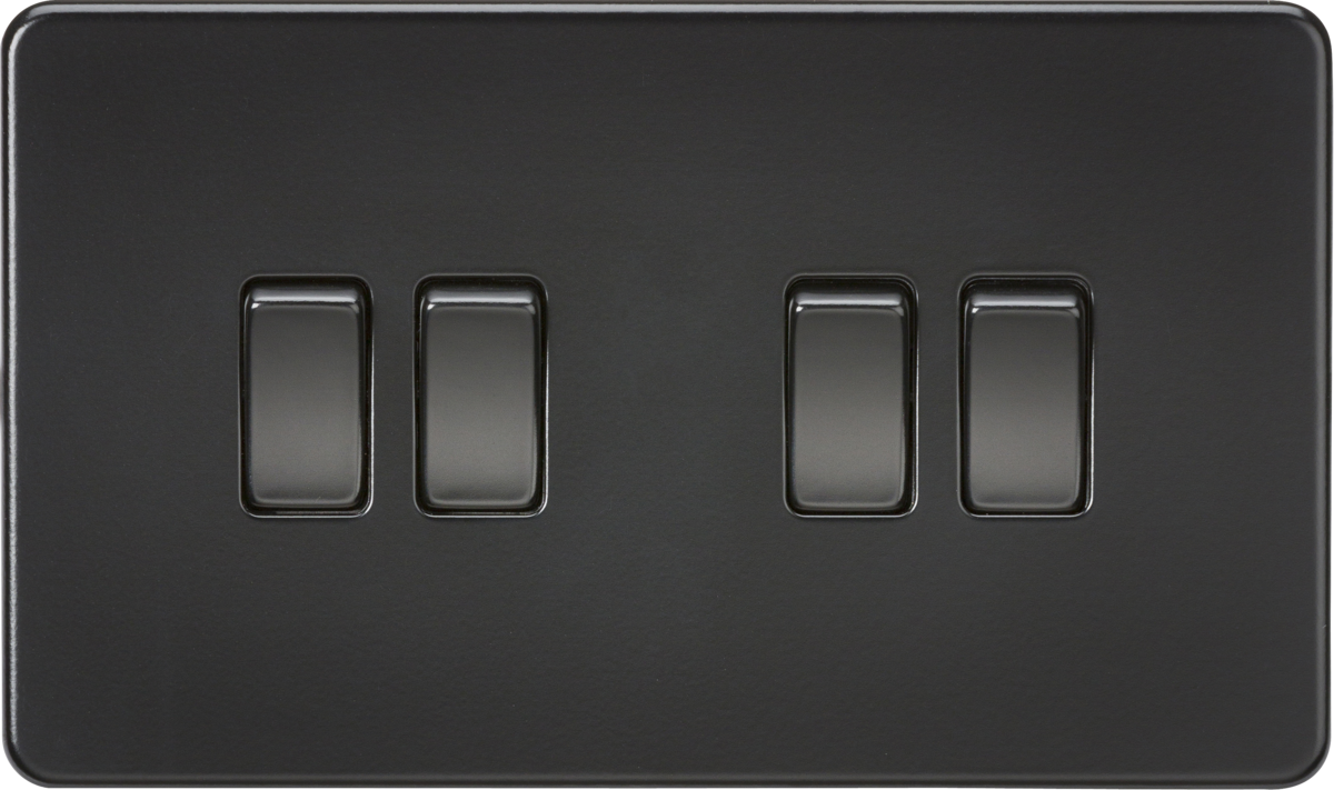 10AX 4G 2-way Switch - Matt Black - Screwless Design