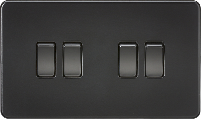 10AX 4G 2-way Switch - Matt Black - Screwless Design