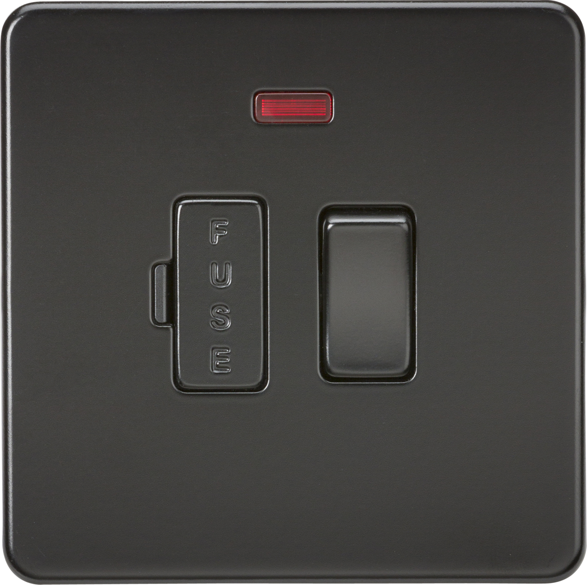 13A Switched Fused Spur Unit with Neon - Matt Black