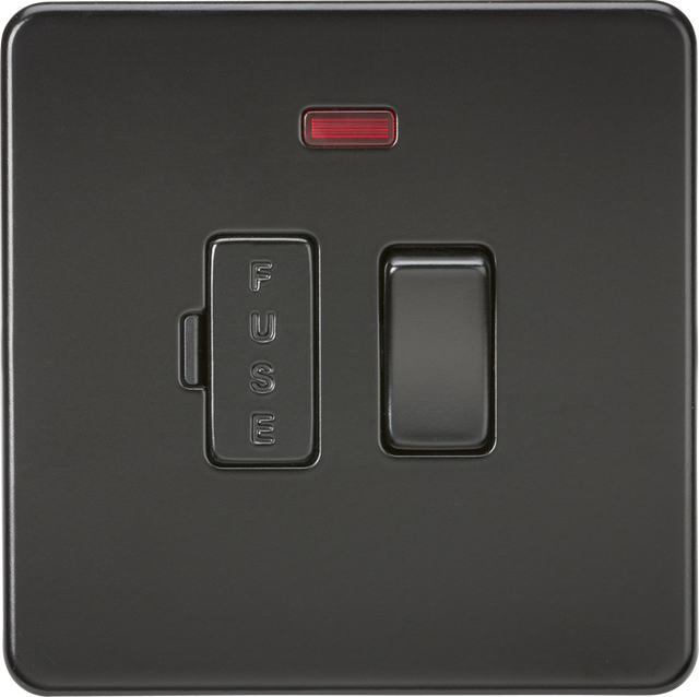 13A Switched Fused Spur Unit with Neon - Matt Black