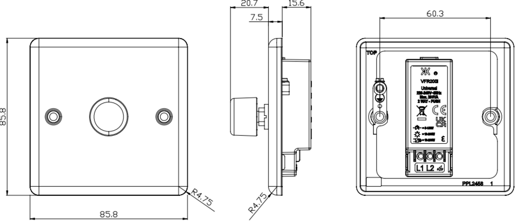 Alternative view of Knightsbridge 1G 2-Way Intelligent Dimmer Switch - Polished Chrome