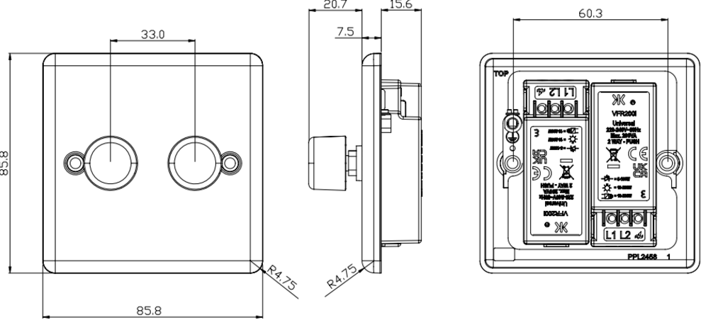 Alternative image 2G 2-way Intelligent Dimmer - Brushed Chrome