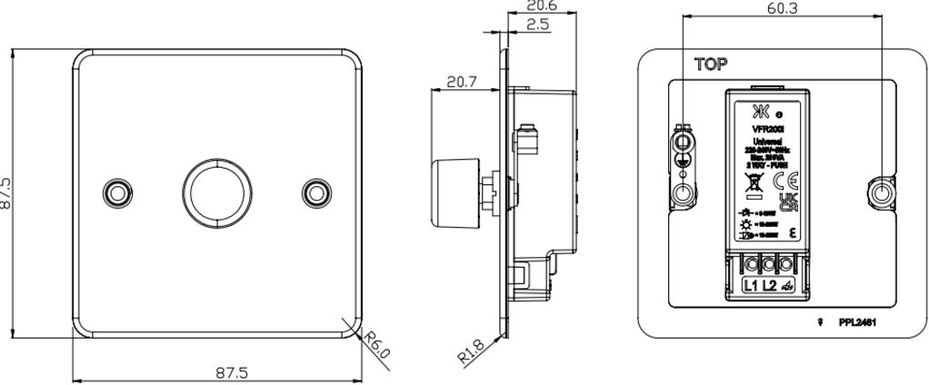 Additional view of Brushed Brass Intelligent Dimmer