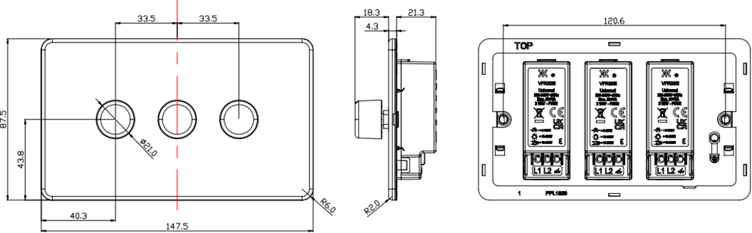 ML Accessories 3G 2-way Intelligent Dimmer - Anthracite Front View