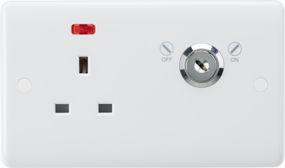 13A DP Lockable Socket with Neon - Key Lock On/Off