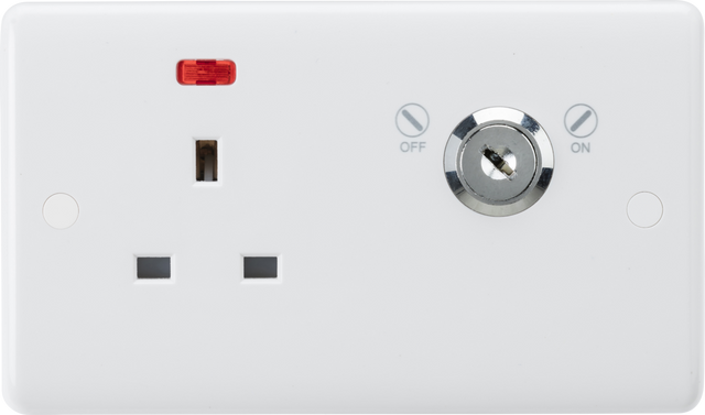 13A DP Lockable Socket with Neon - Key Lock On/Off